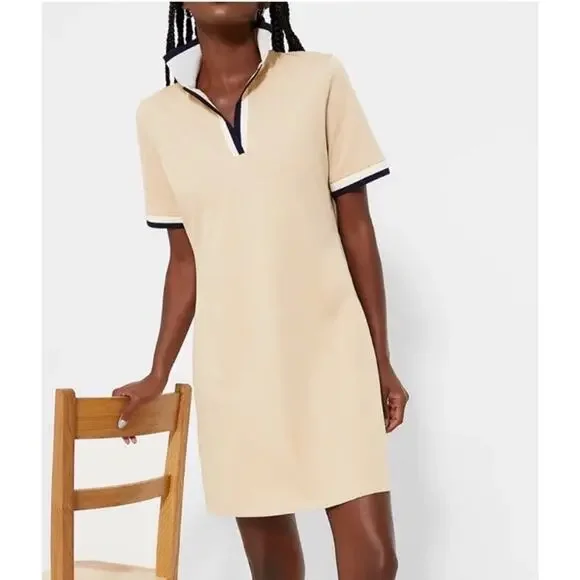 Tuckernuck Hutton Polo Mini Dress Beige Women's Size Small Preppy Pockets - Picture 1 of 10